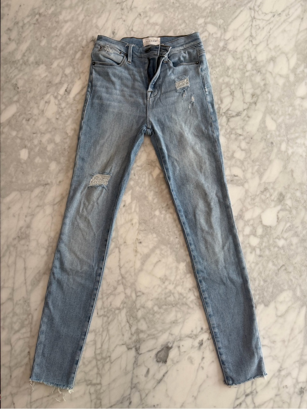 Frame Denim Light Blue Distressed Skinny Jeans - Women
